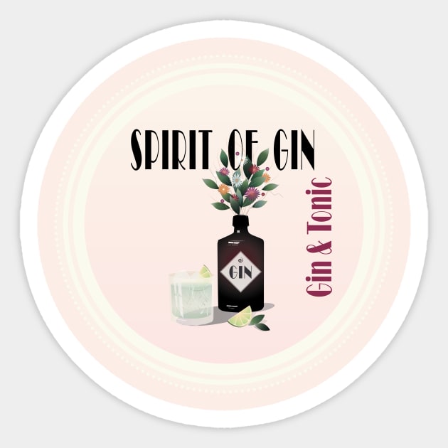 Pink Gin & Tonic Cocktail Illustration | For Gin Lovers Sticker by Space Sense Design Studio